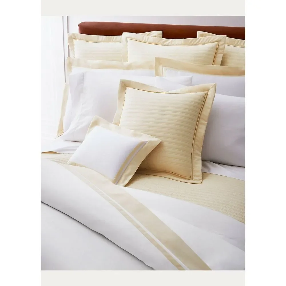 Ralph Lauren Home RL Bowery Sateen Throw Feather Down Pillow Hollywood Cream